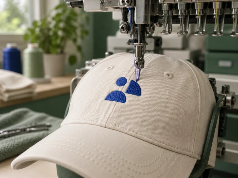 Illustrative embroidery process for branded merchandise